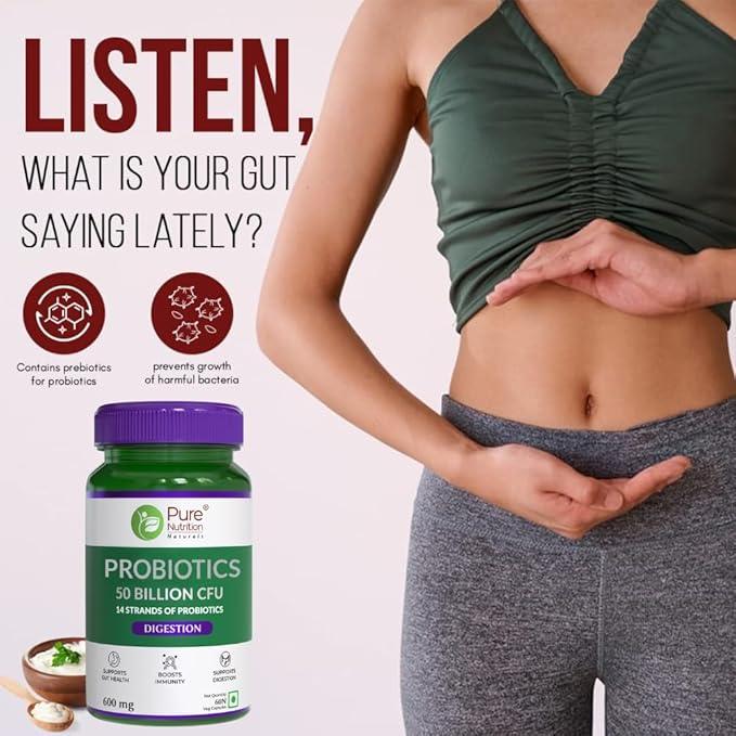 Pure Nutrition Probiotic Supplement, 50 Billion CFU, 60 Veg Capsules