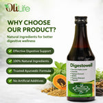 OliLife Digestowell Syrup 200 ml | Ayurvedic Digestive Tonic for Acidity, Gas, Bloating, Indigestion, Gut Comfort & Better Digestion