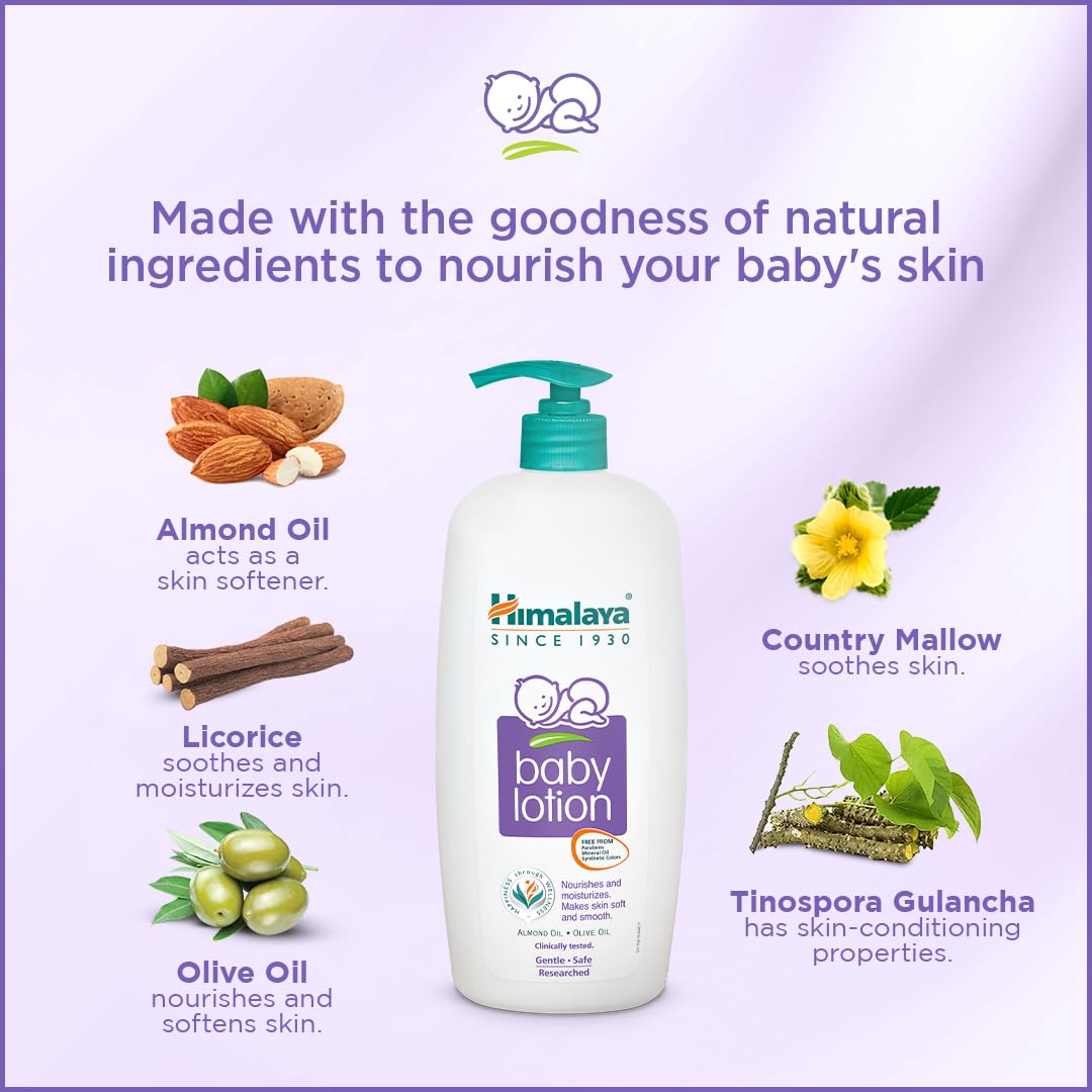 Himalaya Baby Lotion with Almond & Olive Oil | Nourishes & Moisturises Baby's Skin | Paraben-Free