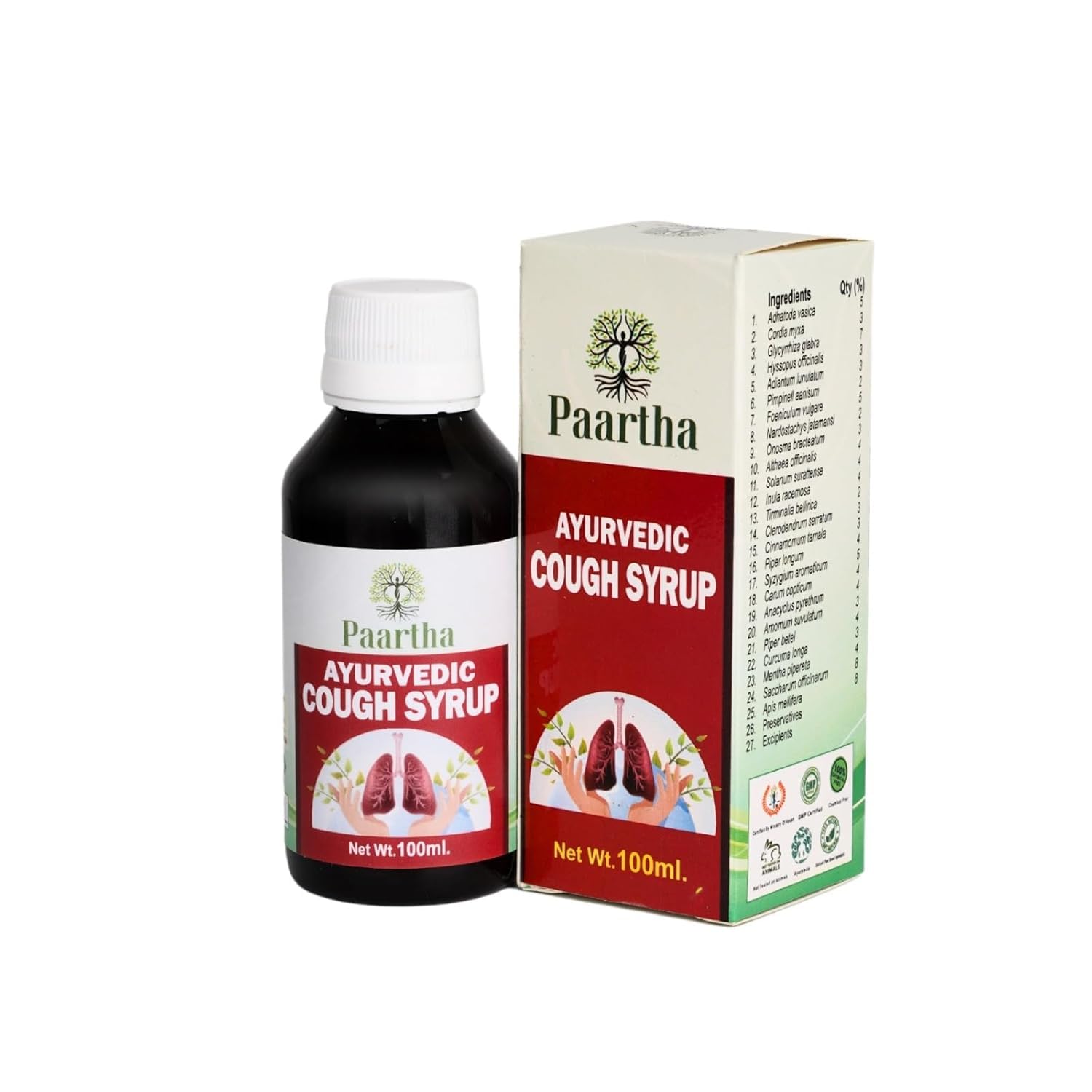 Paartha Ayurvedic Cough Syrup – Herbal Syrup for Cough & Throat Comfort Support – 100ml`