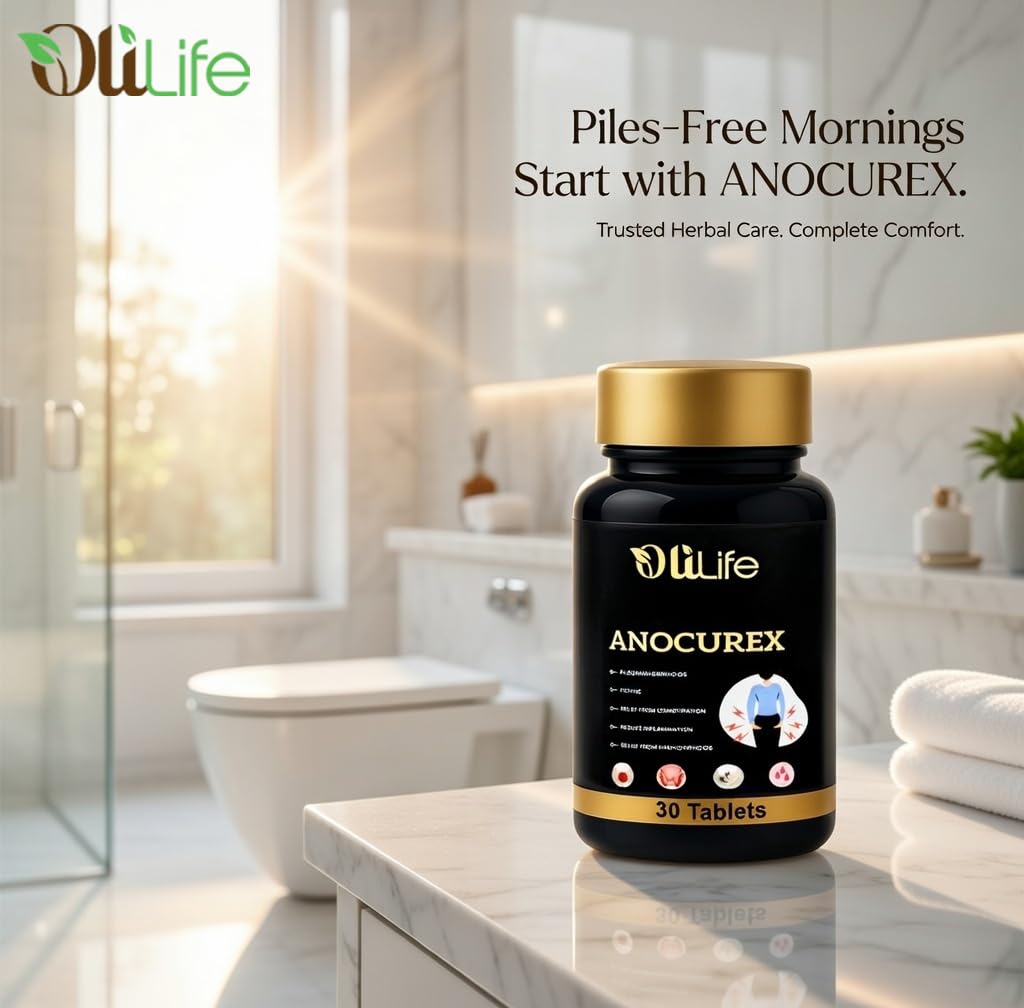 OliLife Anocurex Piles Tablets 30 Tabs | Ayurvedic Internal Care for Piles, Fissure & Fistula Comfort, Bleeding Control, Pain Relief & Healthy Blood Circulation
