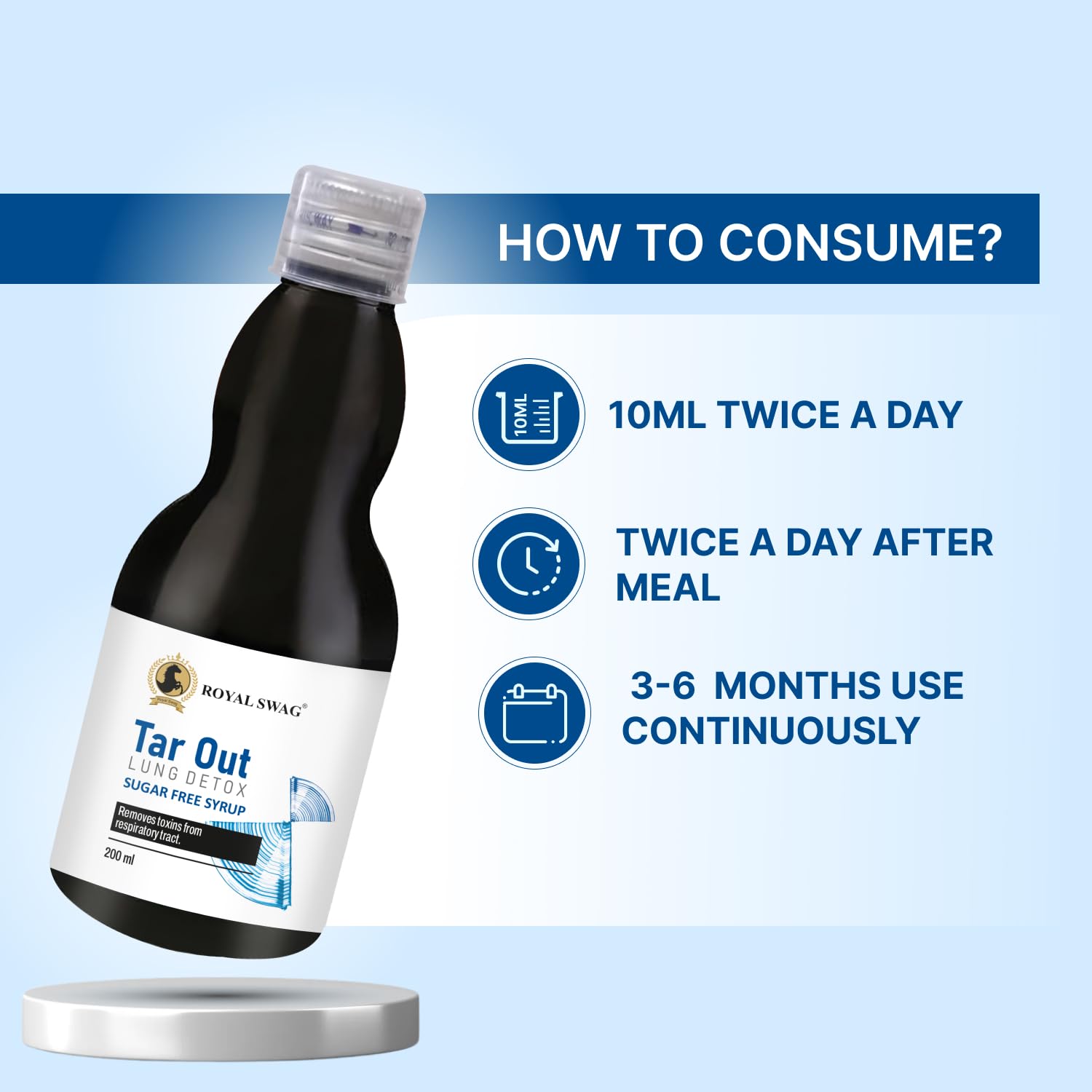 Royal Swag Ayurvedic Lung Detox Syrup - Sugar Free for Smokers & Pollution (200ml)