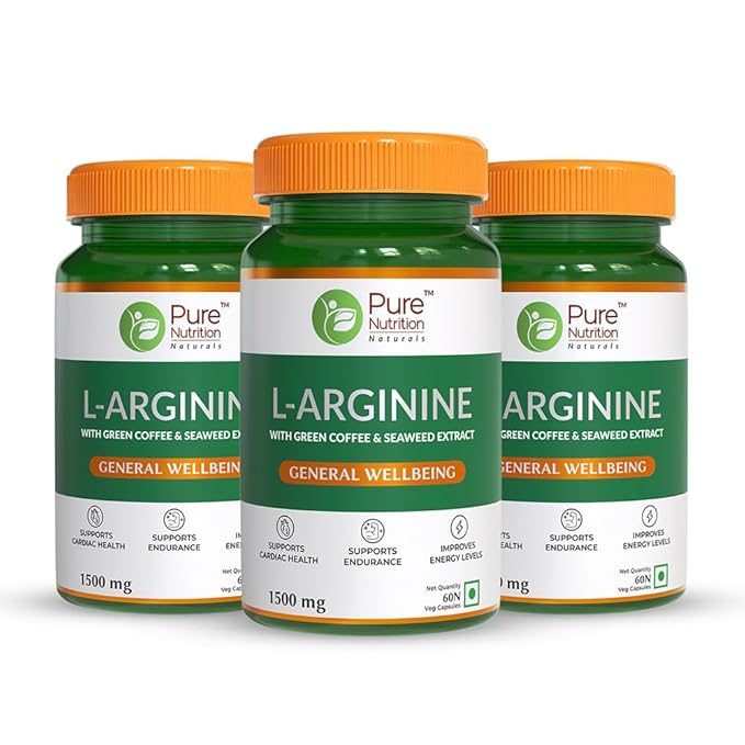 Pure Nutrition L-Arginine Capsules 1500mg - 60 Veg Capsules