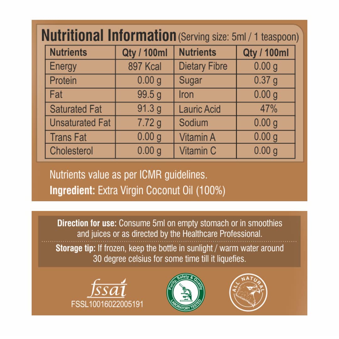 Pure Nutrition Virgin Coconut Oil 250ml PET Bottle | Cold Pressed Natural Coconut Oil`