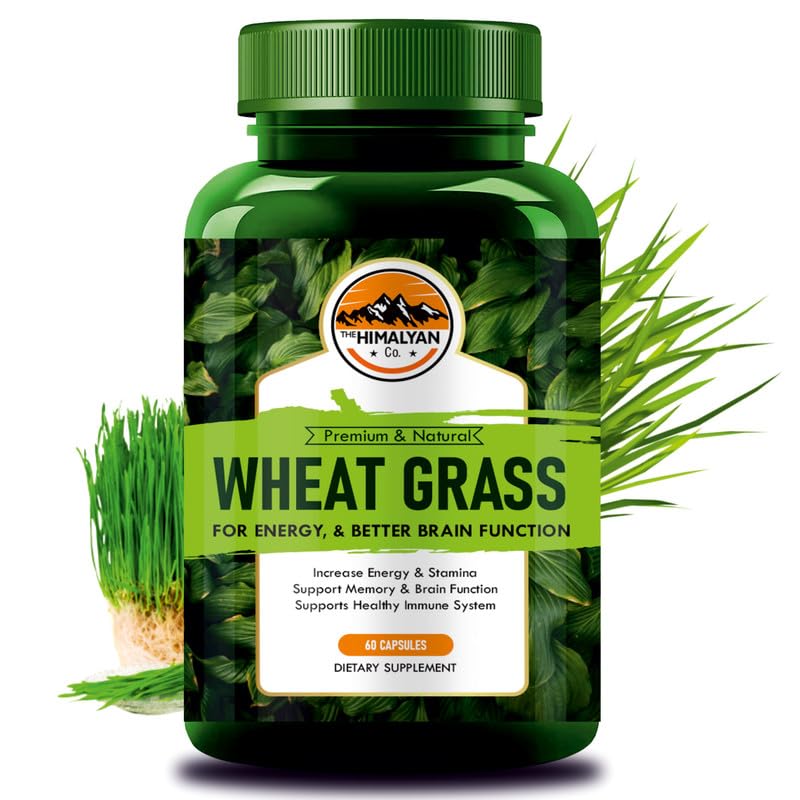 THE HIMALYAN CO whole leaf wheat grass capsules for detox, energy and immunity support 60 capsules