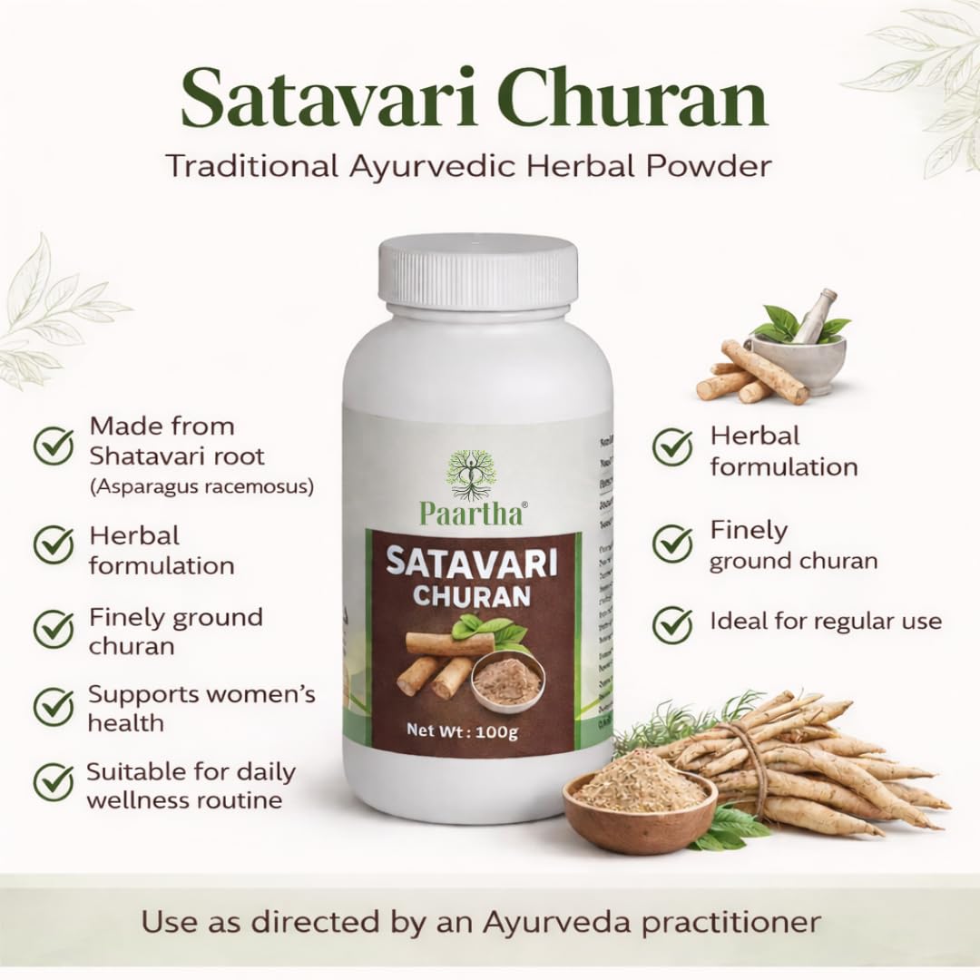 Paartha Shatavari Churan Powder – Ayurvedic Women’s Wellness Supplement for Hormonal Balance, Strength & Digestive Support – 100g