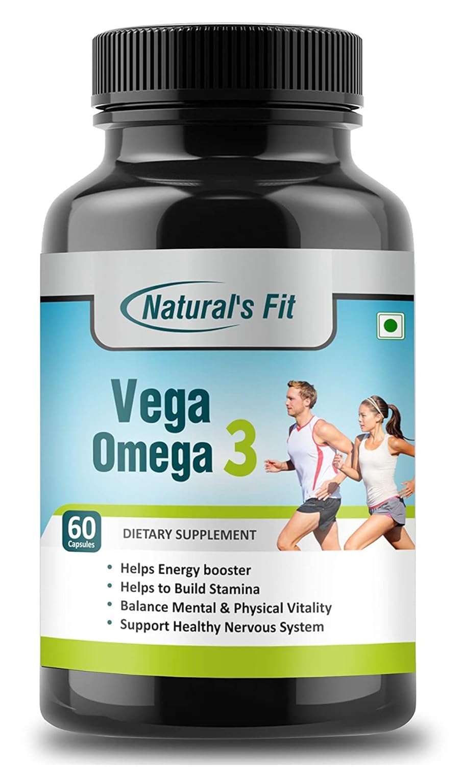 Naturals Fit Omega 3 vegetarian DHA Supplement - DHA Fatty Acids - Fishless, Cruelty-Free, Burpless, Tasteless - Plant Based Pack Of 60 Capsules