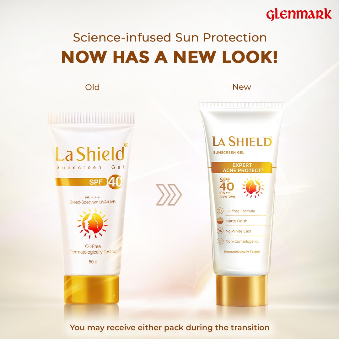 La Shield SPF 40 Sunscreen | Broad Spectrum UVA/UVB Protection Gel - 50gm gel