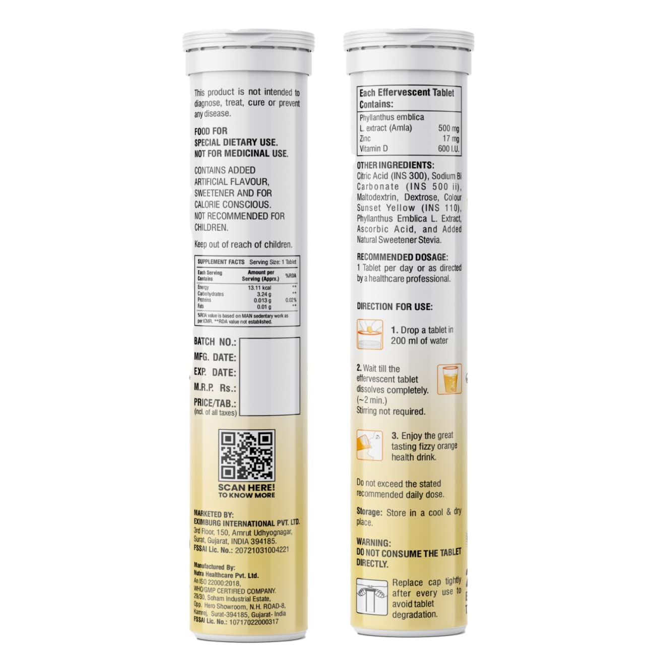 Royal Swag Vitamin C Effervescent Tablets Orange Flavour - Immunity & Skin (20 Count)
