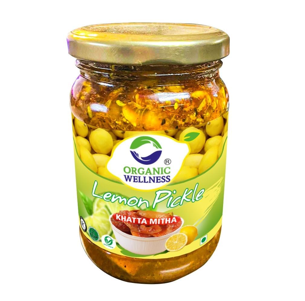 Organic Wellness Lemon Pickle Khatta Mitha 300 gm Bottle