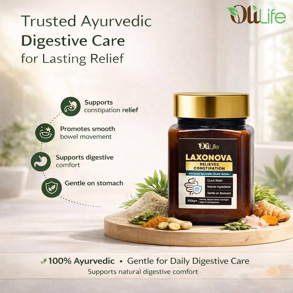 OliLife Laxonova Powder 100 g | Ayurvedic Constipation Relief Powder for Hard Stool, Smooth Bowel Movement, Gut Health, Piles & Fissure Support