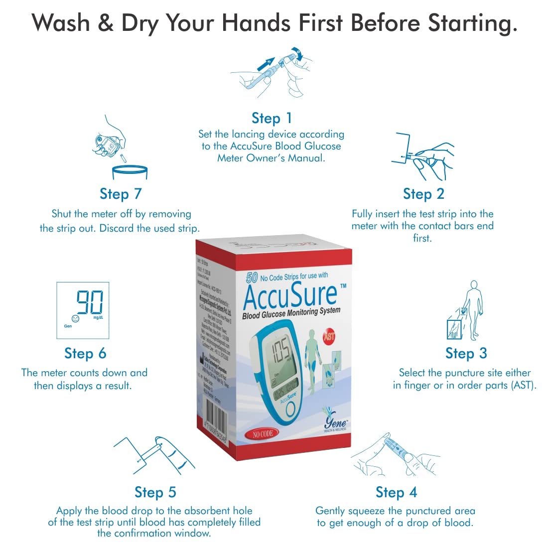 AccuSure Glucometer Test Strip (Only Strip) | Diabetes Monitoring Devices