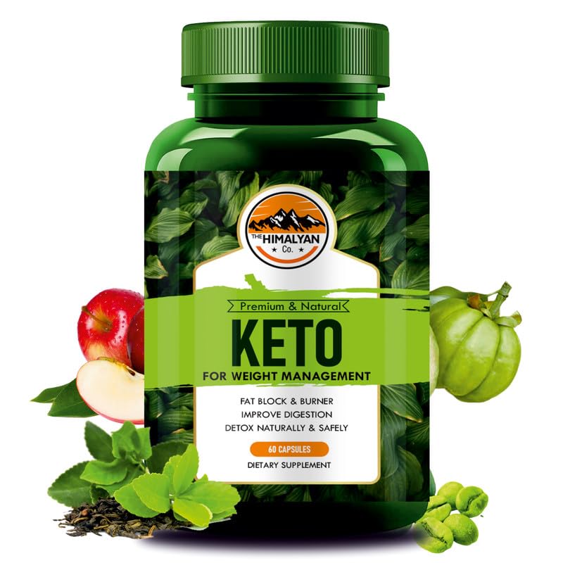THE HIMALYAN CO Keto Capsules Weight Loss Supplement, Fat Block & Burner, Improve Digestion, Detox Naturally & Safely With (Green Tea + Garcinia Cambogia + Green Coffee Extract) 800Mg 60 Capsules