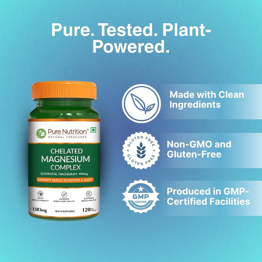 Pure Nutrition Chelated Magnesium Complex 800mg, 120 Tablets | Muscle, Bone & Relaxation Support