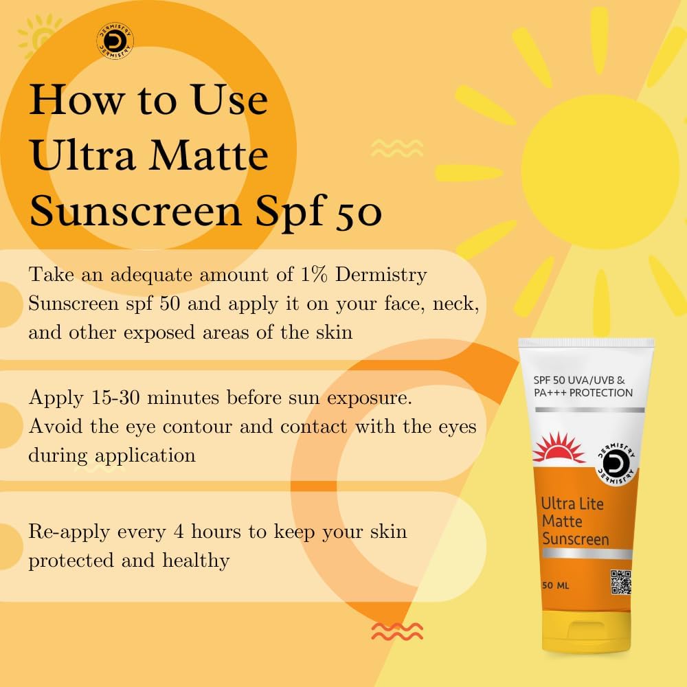 Dermistry Ultra Lite Matte Finish Sunscreen for Oily Skin SPF-50 - 50ml