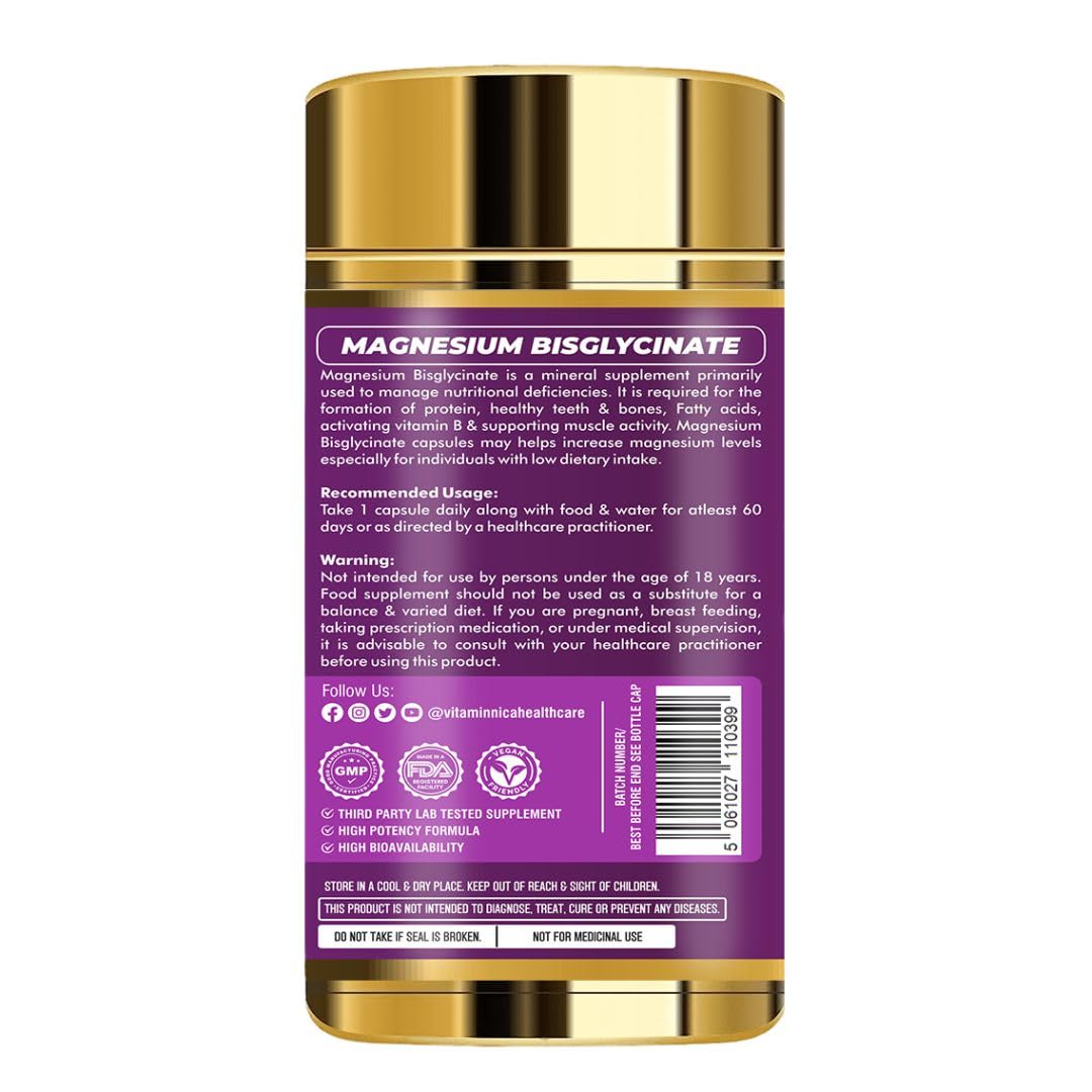 Vitaminnica Magnesium Bisglycinate Complex 60 Capsules - Advanced Sleep Quality & Rest Support