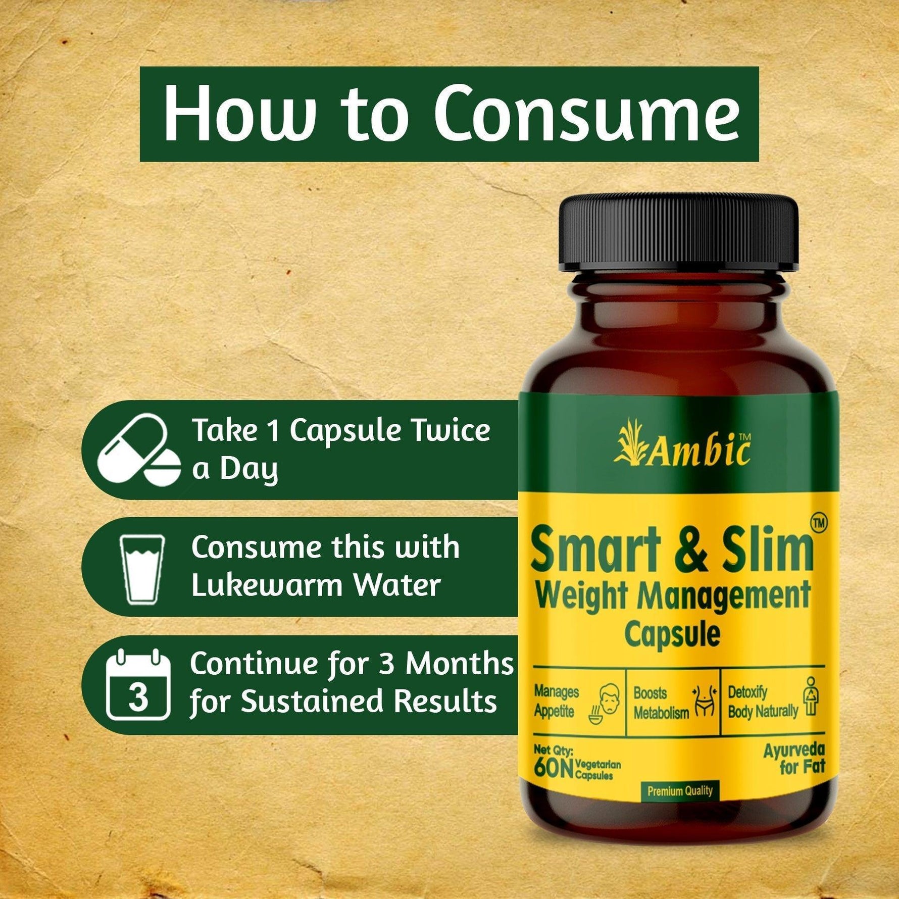 Ambic Smart & Slim Vegetarian Capsule (60 Each)
