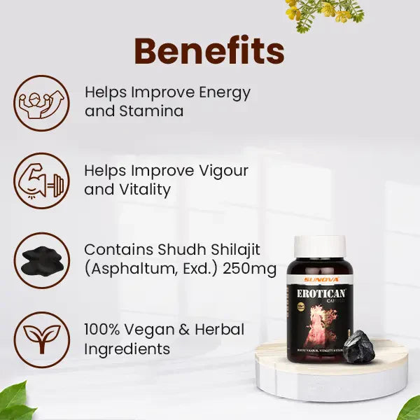 Sunova Erotican Capsule for Vigour, Vitality & Stamina - 60 Capsules