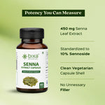 Bixa Botanical Indian Senna Extract (60 Veg Capsules | 450mg) | Standardized to 20% Sennosides for Gentle Laxative Support & Colon Cleanse