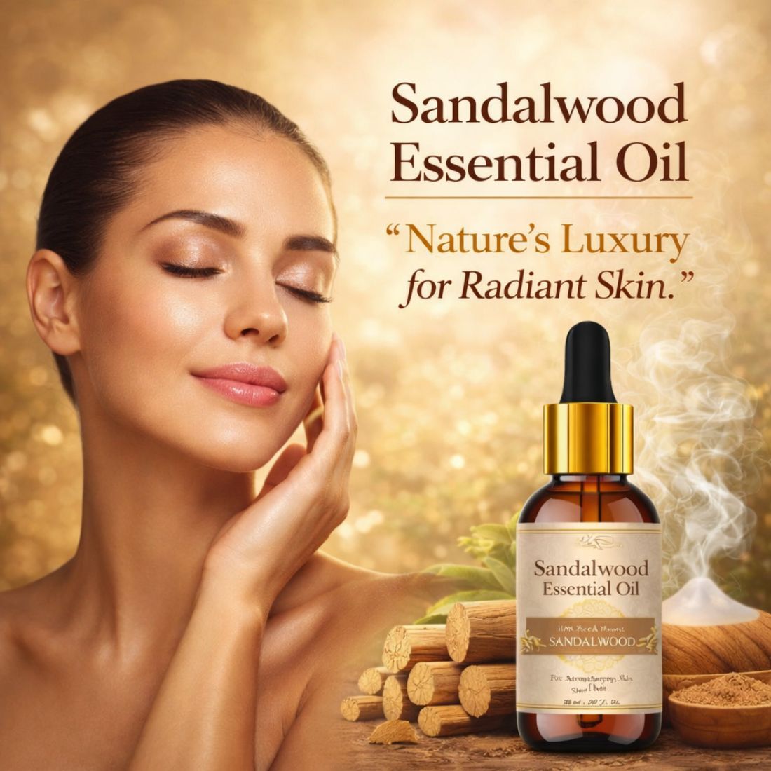 Kayee Ayurveda Sandalwood Aroma Essential Oil for Diffuser & Aromatherapy, Warm Woody Fragrance Oil for Meditation, Yoga, Massage, Spa & Home Fragrance, Multi-Purpose Essential Oil | 15 ml