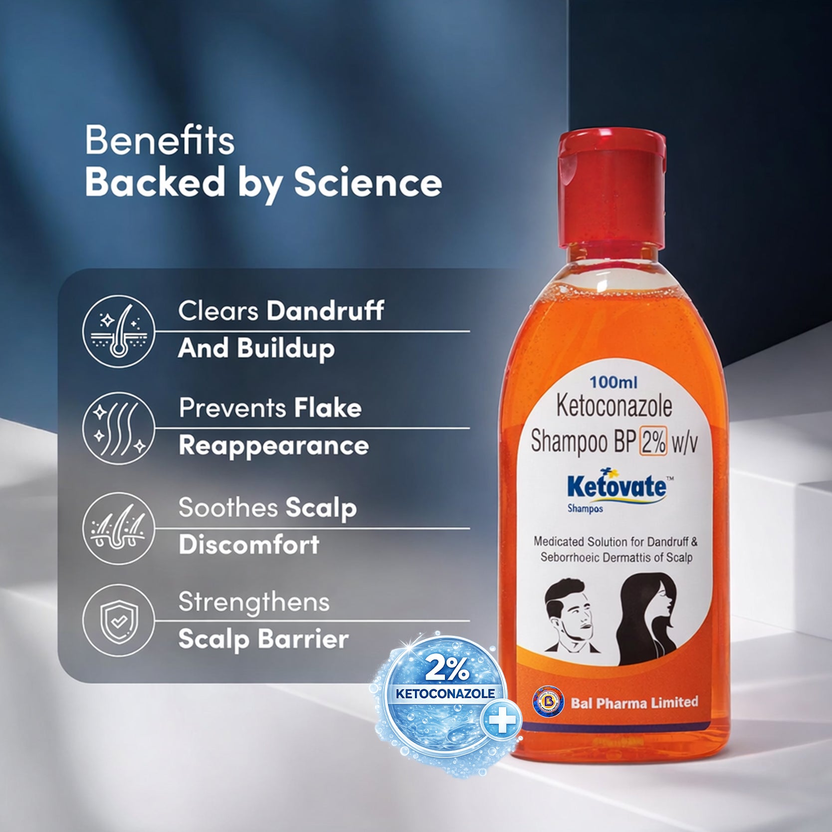 Lifezen Ketovate 2% Anti Fungal Shampoo 100ml | Medicated Solution For Dandruff & Seborthoeic dermatitis of scalp