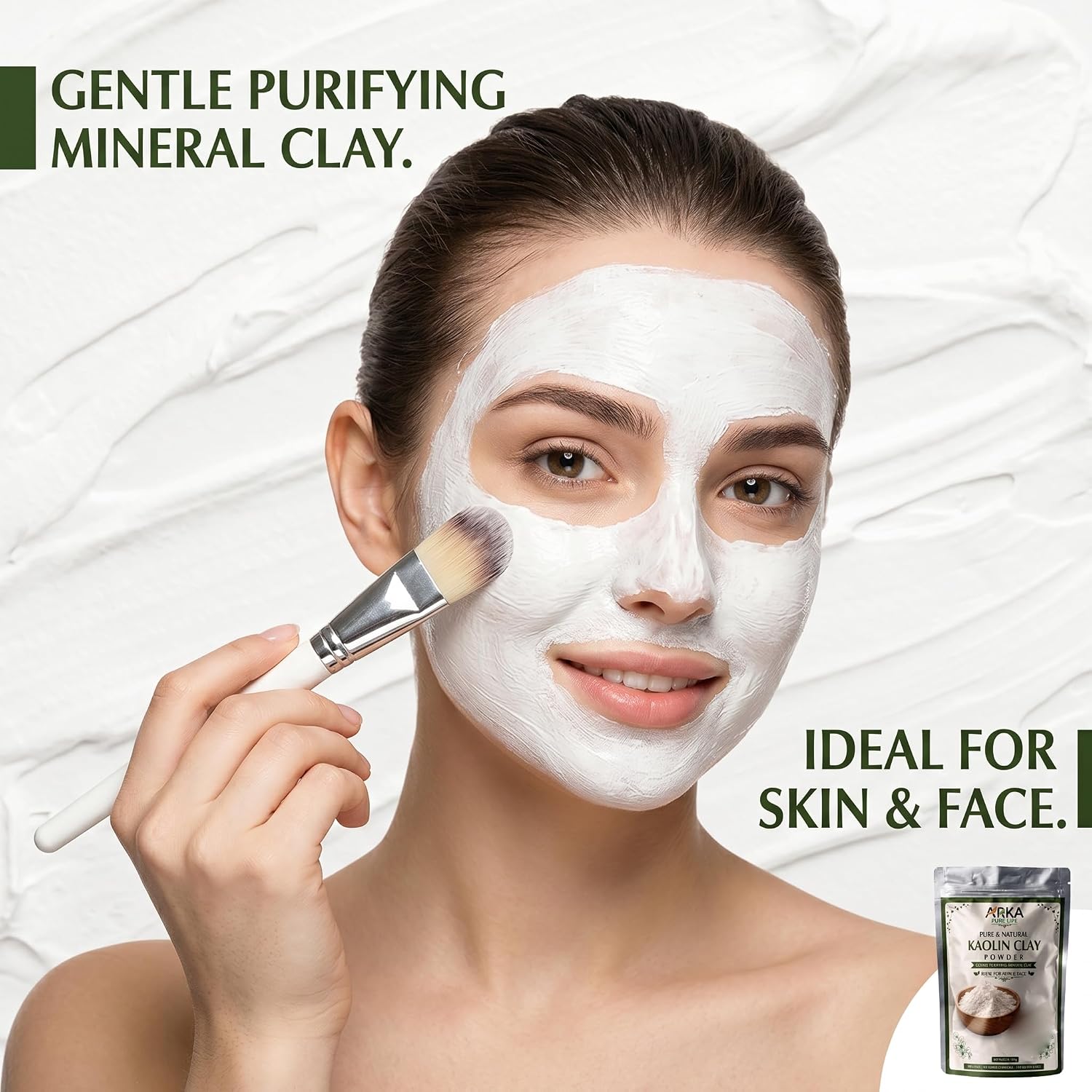 Arka Pure Life Pure Kaolin Clay Powder – Natural Face Mask for Deep Cleansing, Oil Control & Smooth-Looking Skin – 200g