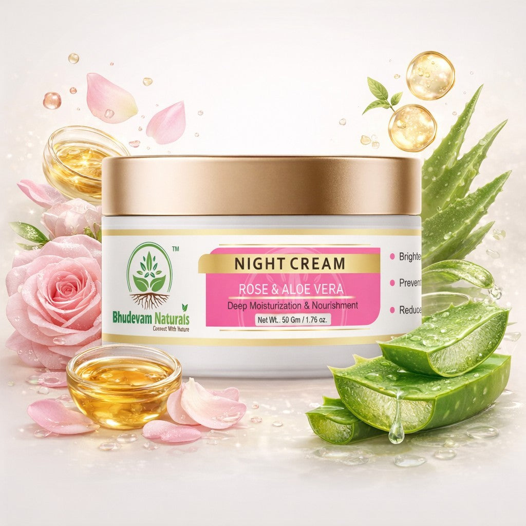 Bhudevam Naturals Khadi Luxury Night Cream for Face – Advanced Anti Aging Formula for Radiant & Youthful Skin- 50GM