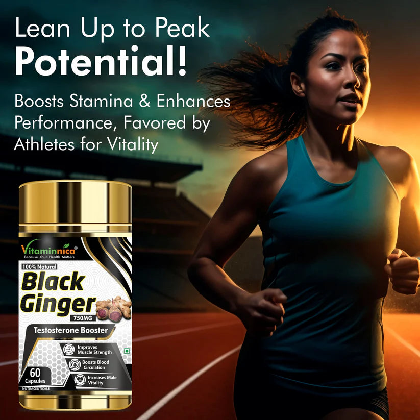 Vitaminnica Black Ginger Capsules - Energy, Stamina & Recovery Support, 60 Count