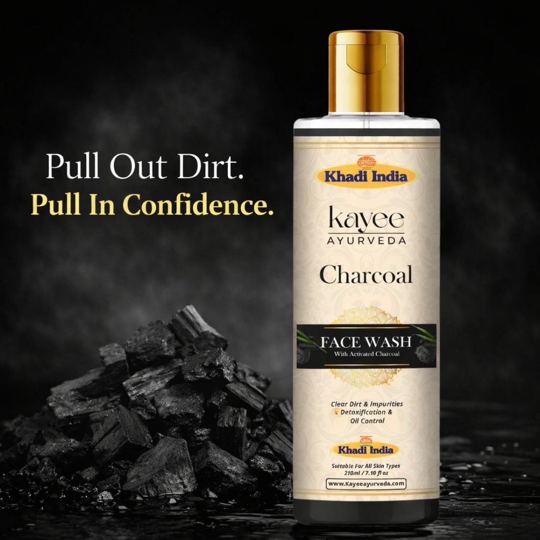 Kayee Ayurveda Activated Charcoal Face Wash for Oily & Combination Skin | Deep Pore Cleansing Facial Cleanser | Helps Remove Excess Oil, Dirt, Sweat & Daily Impurities While Leaving Skin Fresh, Soft & Refreshed | 210 ml