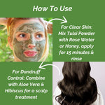 Khadi Tulsi Powder for Face & Hair | 100% Natural Holy Basil Powder | Acne, Blemish & Oil Control Care | Helps Purify Skin & Nourish Scalp | Herbal Face & Hair Pack | For All Skin & Hair Types | 100 gm