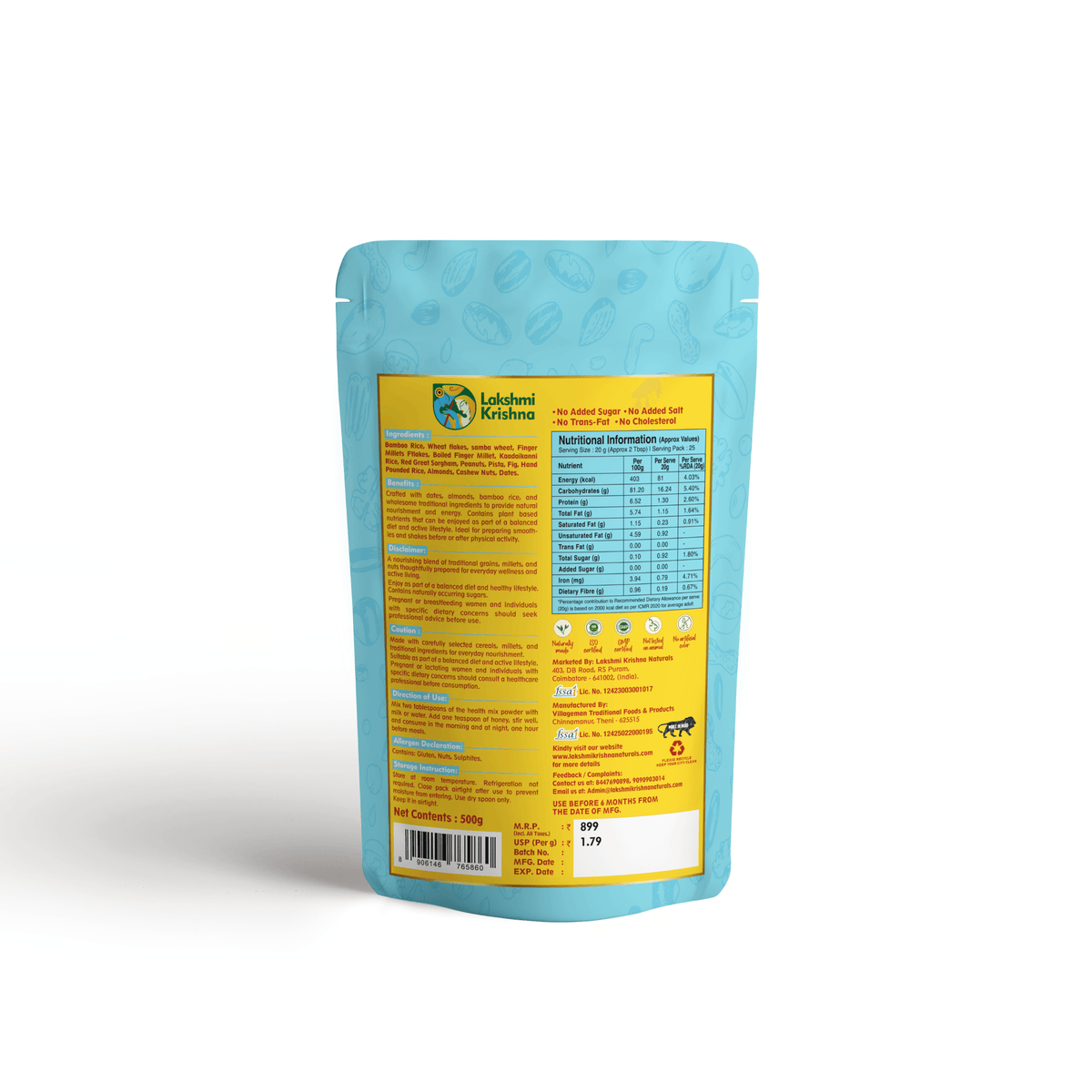 Lakshmi Krishna Naturals Natural Mass Weight Gain Powder | 500 g
