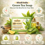 Bhudevam Naturals Khadi Green Tea Bath Soap for Clear & Healthy Skin | Natural Handmade Soap for Acne & Oil Control- 500GM (Pack of 4)