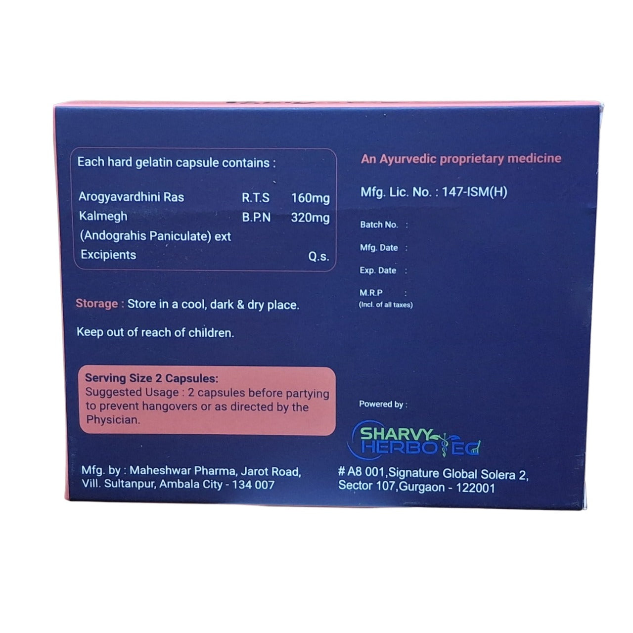 Sharvy Herbotec PartyPro - 10 Caps | Morning Recovery & Liver Detox Support