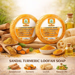 Bhudevam Naturals Khadi Sandal Turmeric Loofah Soap – Natural Exfoliating Bath Soap for Glowing & Clear Skin- 250GM (Pack of 2)