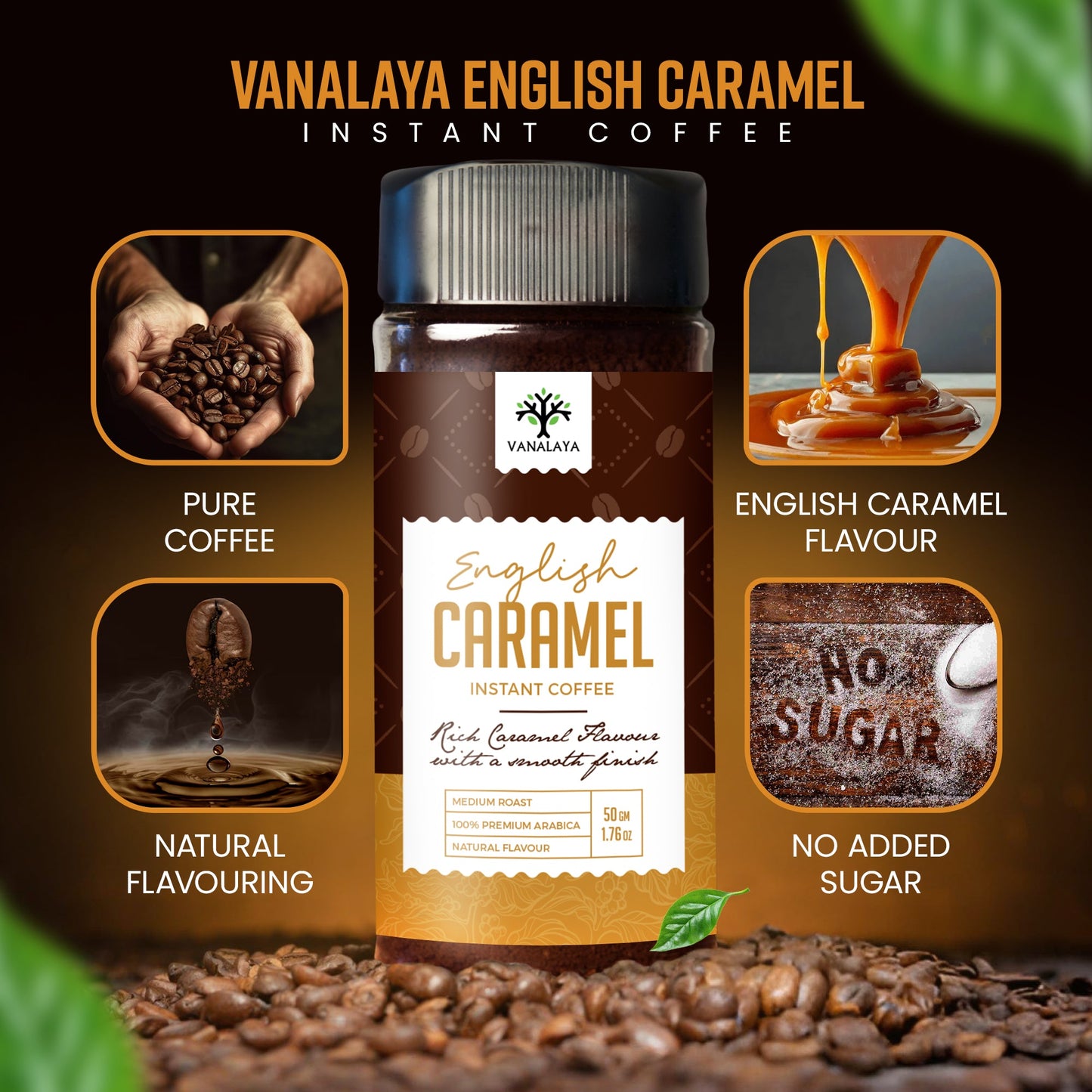 Vanalaya English Caramel Instant Coffee Caramel Flavoured Coffee