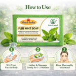 Bhudevam Naturals Khadi Mint Soap for Bath – Cooling Effect, Antibacterial Body Soap, Keeps Skin Fresh & Clean All Day - 500GM (Pack of 4)