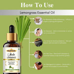 Khadi Lemongrass Essential Oil | Pure & Natural Lemongrass Oil for Face, Skin, Hair & Scalp Care | Essential Oil for Oily & Acne-Prone Skin | Refreshing Aromatherapy Oil | 15 ml