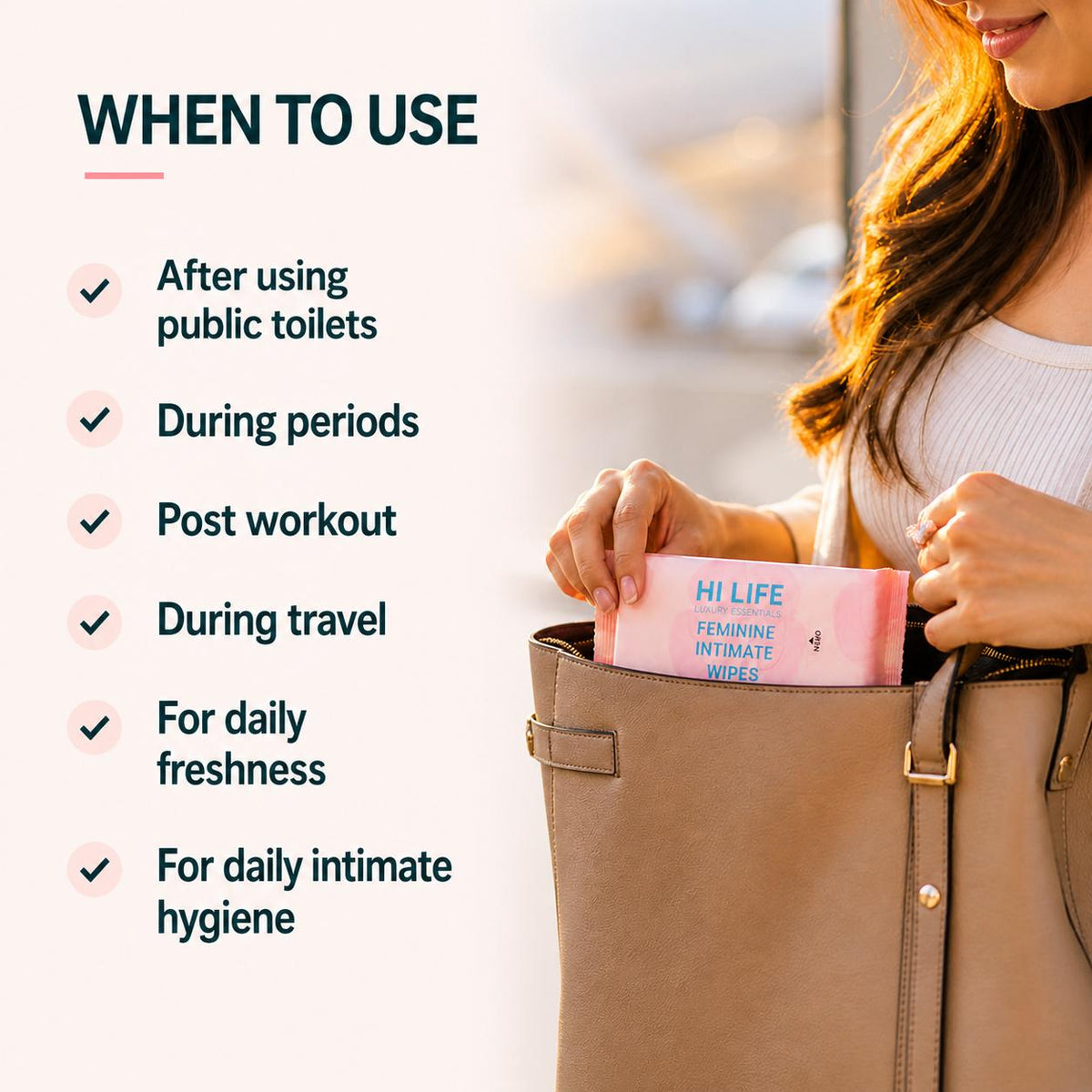 Hi Life Feminine Intimate Wipes (Flushable, Pack of 28) | pH-Balanced Daily Intimate Care Wipes with Chamomile & Aloe Vera Extract