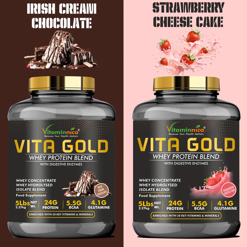 Vitaminnica Vita Gold 100% Whey Protein Powder - Cookies & Cream, 5 Lbs, 75 Servings