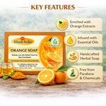 Bhudevam Naturals Khadi Orange Soap with Vitamin C – Skin Brightening & Refreshing Bath Bar- 500GM (Pack of 4)