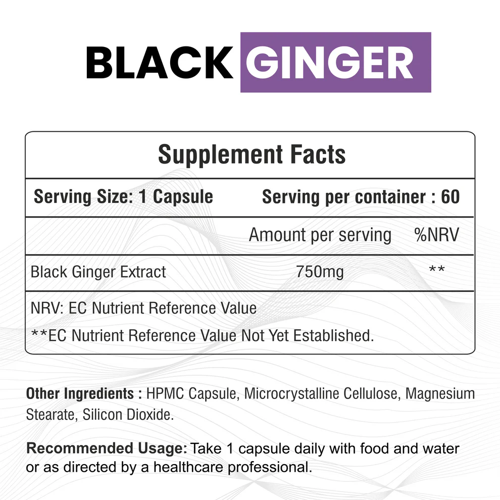 Raskam Black Ginger- 60 Capsules for Men & Women | Energy Boost, Anti-Inflammatory Properties
