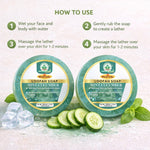 Bhudevam Naturals Khadi Mint Cucumber Loofah Soap – Natural Exfoliating Bath Soap for Cool & Refreshing Skin - 250GM (Pack of 2)