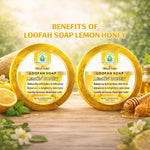 Bhudevam Naturals Khadi Lemon & Honey Loofah Soap – Deep Cleansing Scrub Soap for Smooth & Fresh Skin- 250GM (Pack of 2)