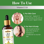 Khadi Vitamin E Essential Oil | Pure & Natural Vitamin E Oil for Face, Skin & Hair Care | Moisturising Oil for Soft, Smooth & Glowing-Looking Skin | Hair Nourishing & Wellness Oil | 15 ml