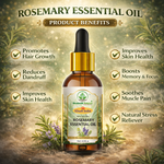 Bhudevam Naturals Khadi Rosemary Essential Oil for Hair Growth, Anti Hair Fall, Aromatherapy, Diffuser & Skin Care -15ml