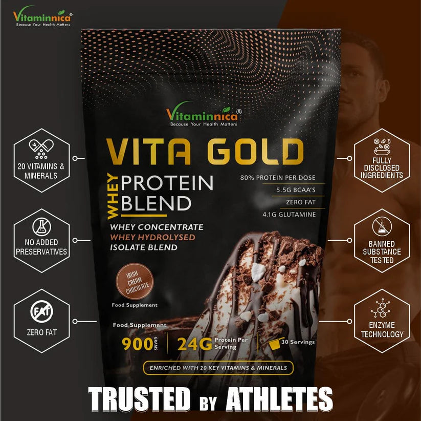Vitaminnica Vita Gold Whey Protein Blend - Irish Chocolate Powder, 900g, 30 Servings