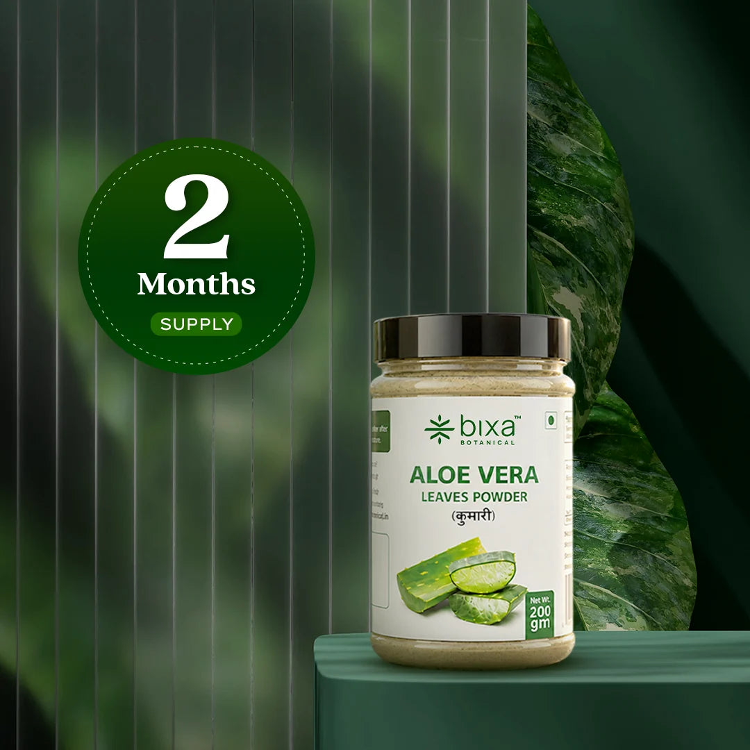 Bixa Botanical Aloe Vera Leaves Powder (Aloe Barbadensis) | Pure Kumari Leaf Powder for Skin Hydration, Scalp Health & Digestive Cleansing (200g)
