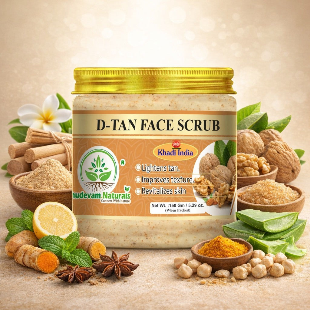 Bhudevam Naturals Khadi De-Tan Face Scrub for Tan Removal – Removes Dead Skin, Brightens Complexion & Improves Skin Texture-150GM