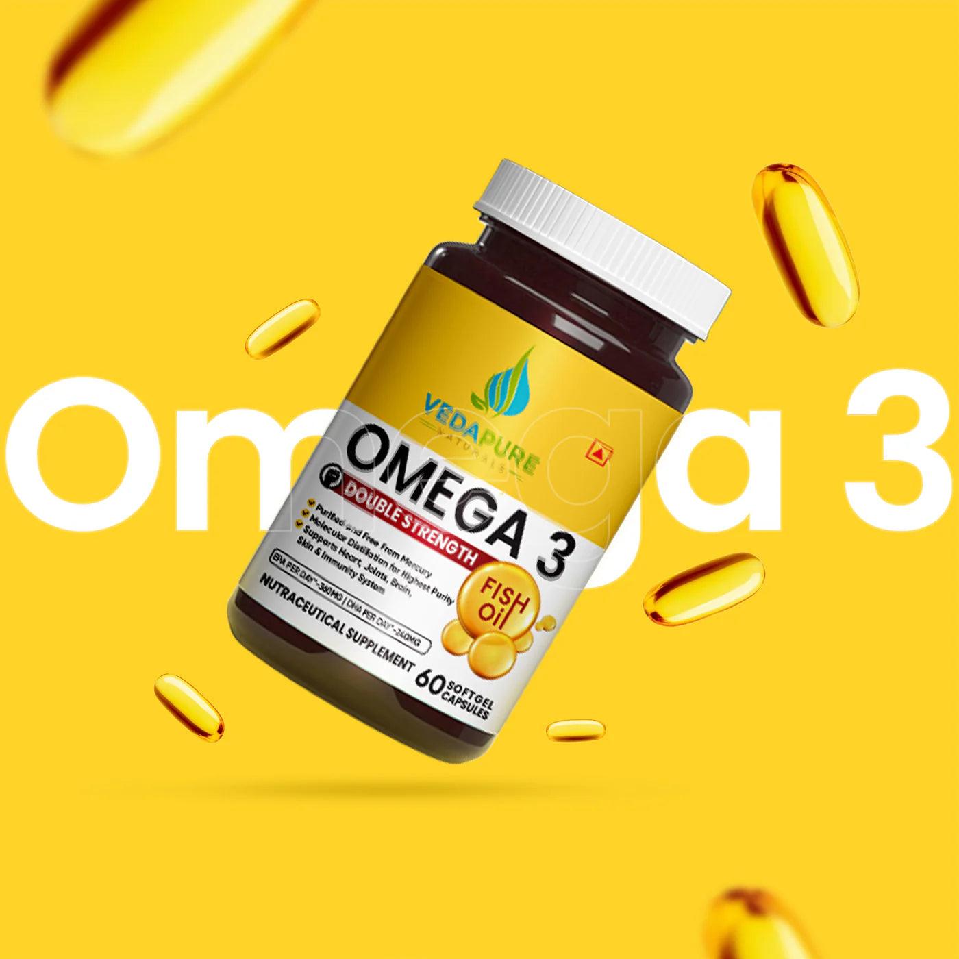 Vedapure Omega 3 Fish Oil Capsules Fatty Acid for Men & Women 1000 mg