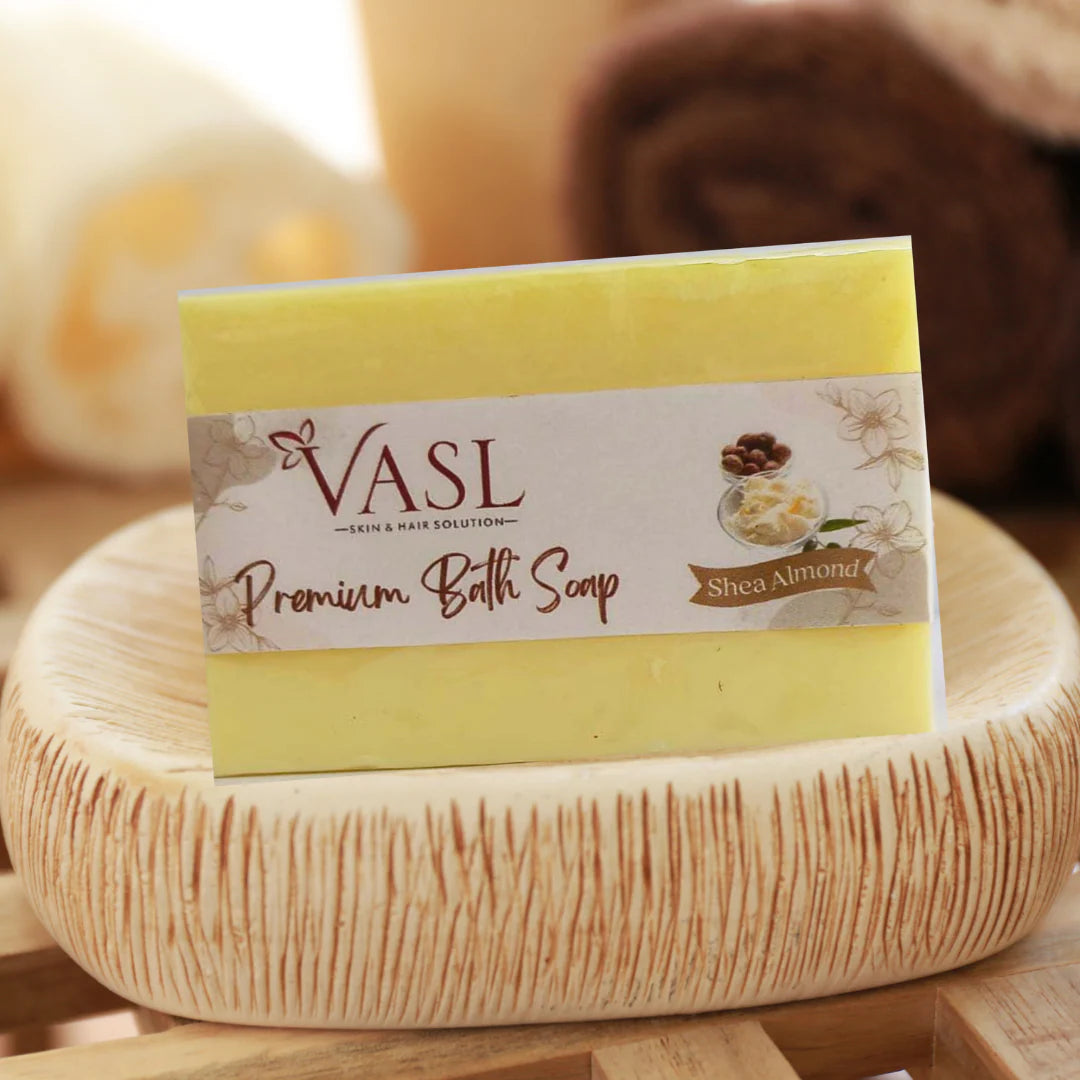 VASL Premium Shea Almond Soap Pack of 3 - Deep Moisturizing Bath Soap